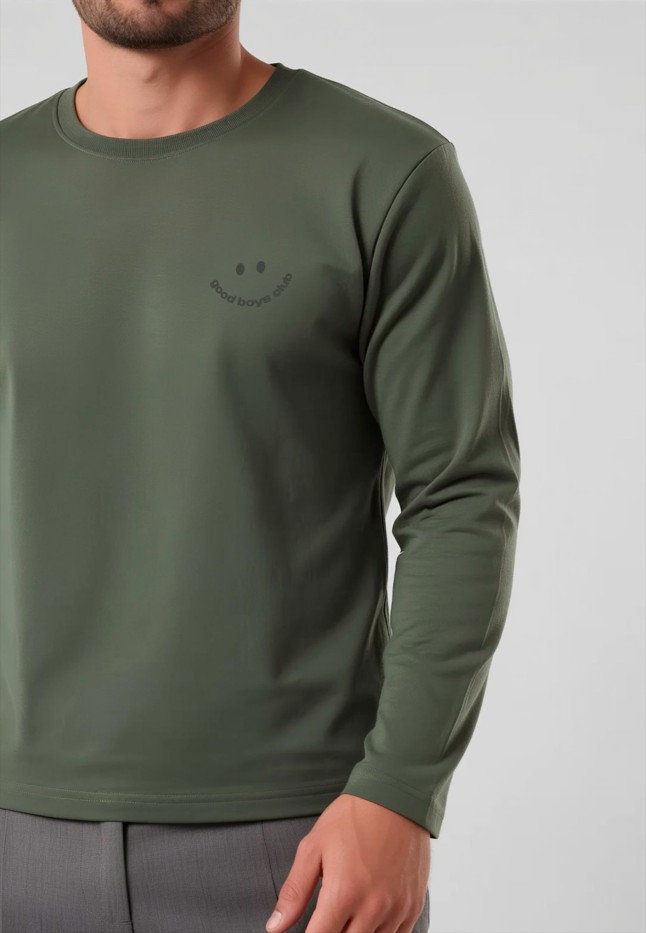 Купить Мужской свитшот-лонгслив с принтом «Good Boys Club», цвет хаки