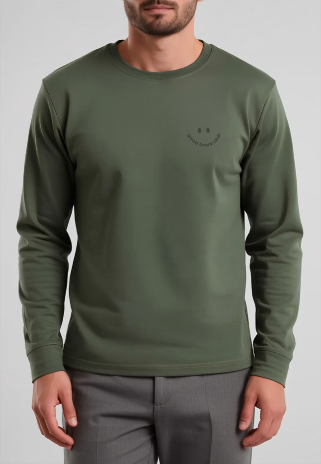 Заказать Мужской свитшот-лонгслив с принтом «Good Boys Club», цвет хаки