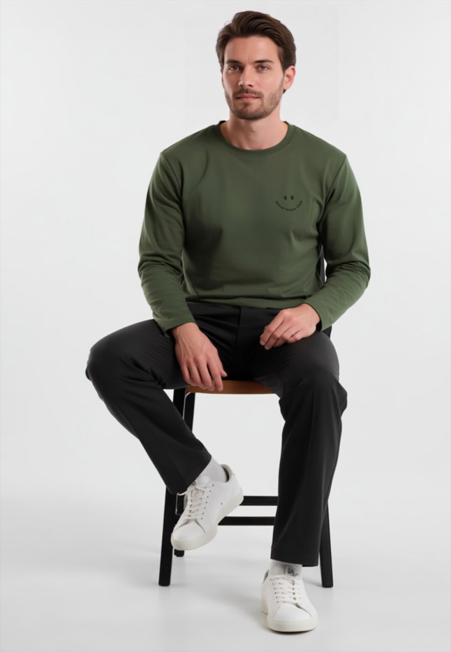 Фаберлик Мужской свитшот-лонгслив с принтом «Good Boys Club», цвет хаки