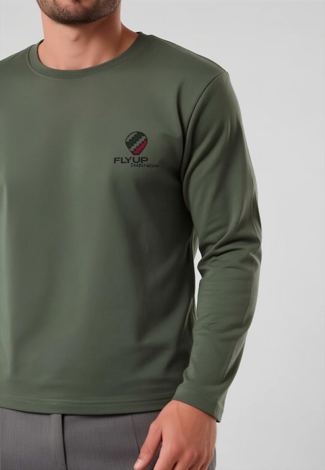 Купить Мужской свитшот-лонгслив с принтом «Fly Up», цвет хаки