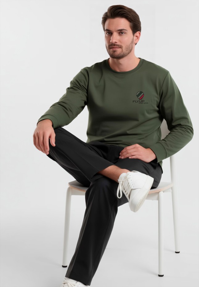 Заказать Мужской свитшот-лонгслив с принтом «Fly Up», цвет хаки