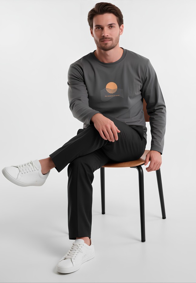 В Беларуси Мужской свитшот-лонгслив с принтом «The Moment Is Saved», цвет графит