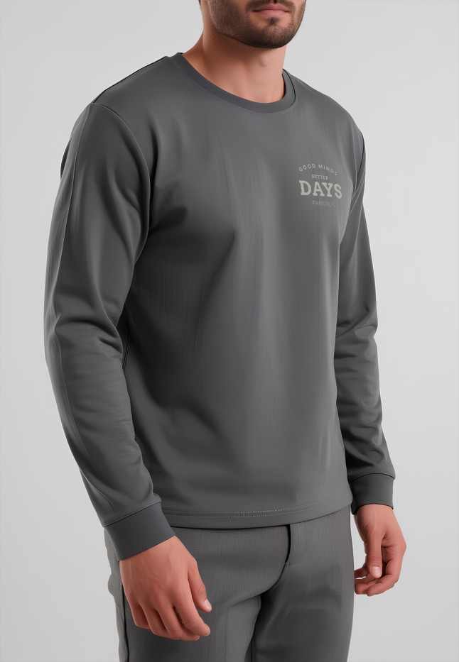 Заказать Мужской свитшот-лонгслив с принтом «Days», цвет графит