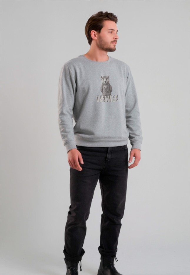 Заказать Мужской свитшот с принтом «Dreamer», цвет светло-серый меланж