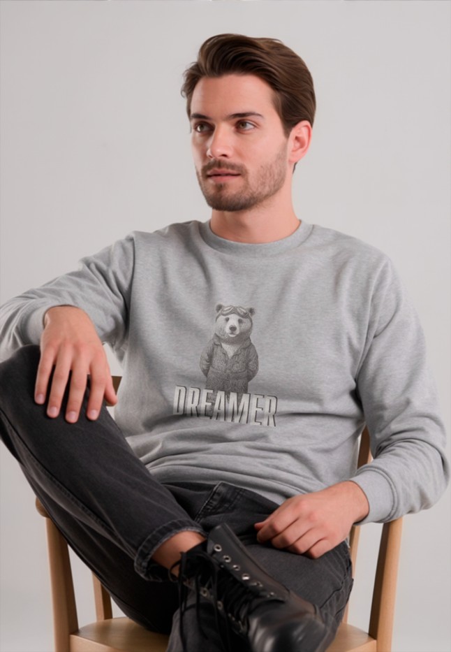 Фаберлик Мужской свитшот с принтом «Dreamer», цвет светло-серый меланж
