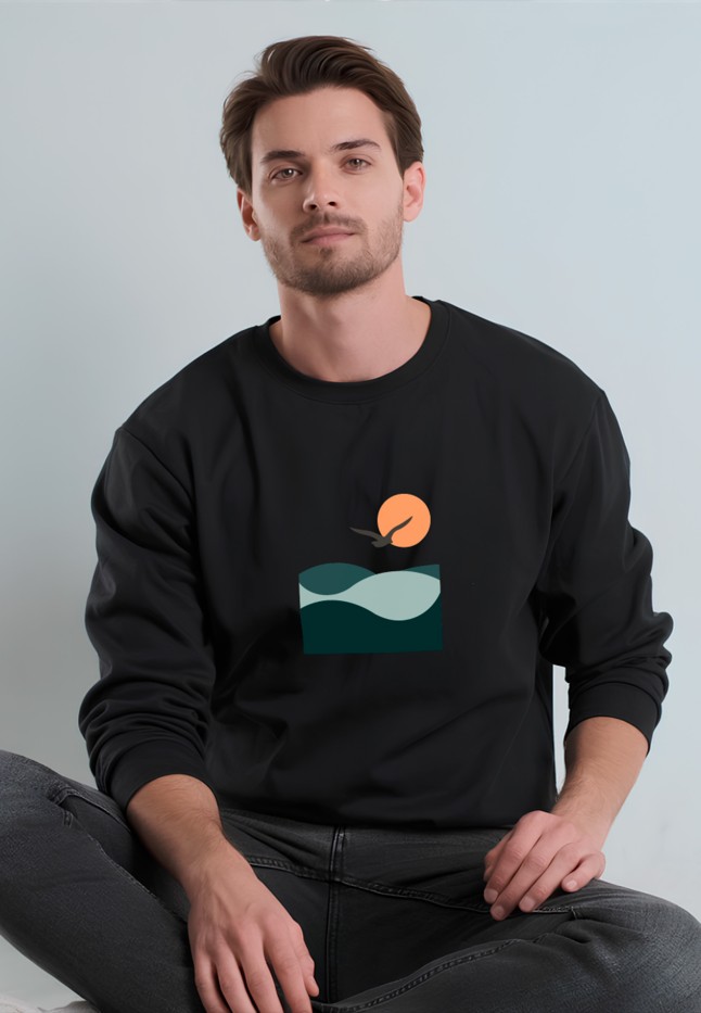 Заказать Мужской свитшот с принтом «Silent Flight», цвет черный