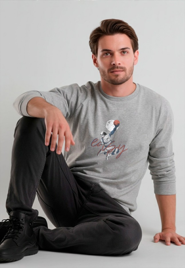 Фаберлик Мужской свитшот с принтом «Easy», цвет светло-серый меланж