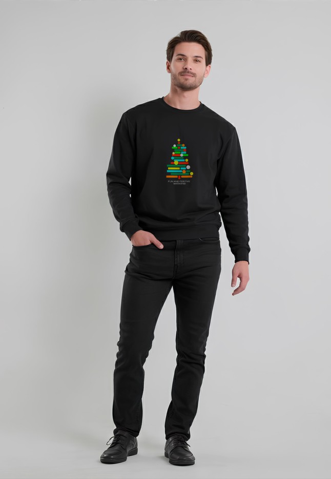 Купить Мужской свитшот с принтом Festive, цвет черный