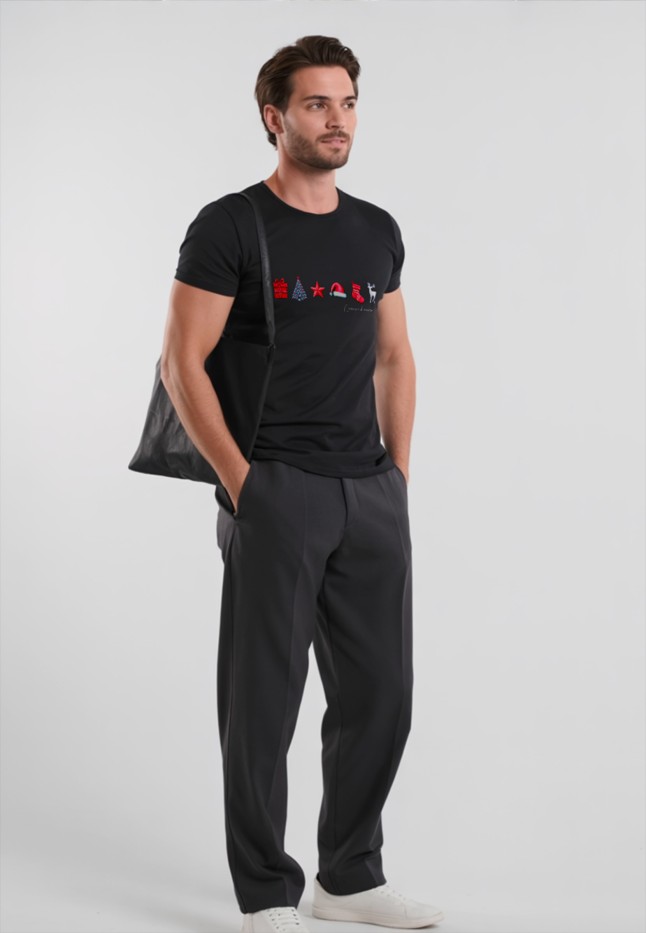 Купить Мужская футболка с принтом «Счастье в мелочах», цвет черный