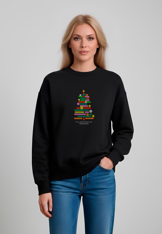 Купить Женский свитшот с принтом Festive, цвет черный
