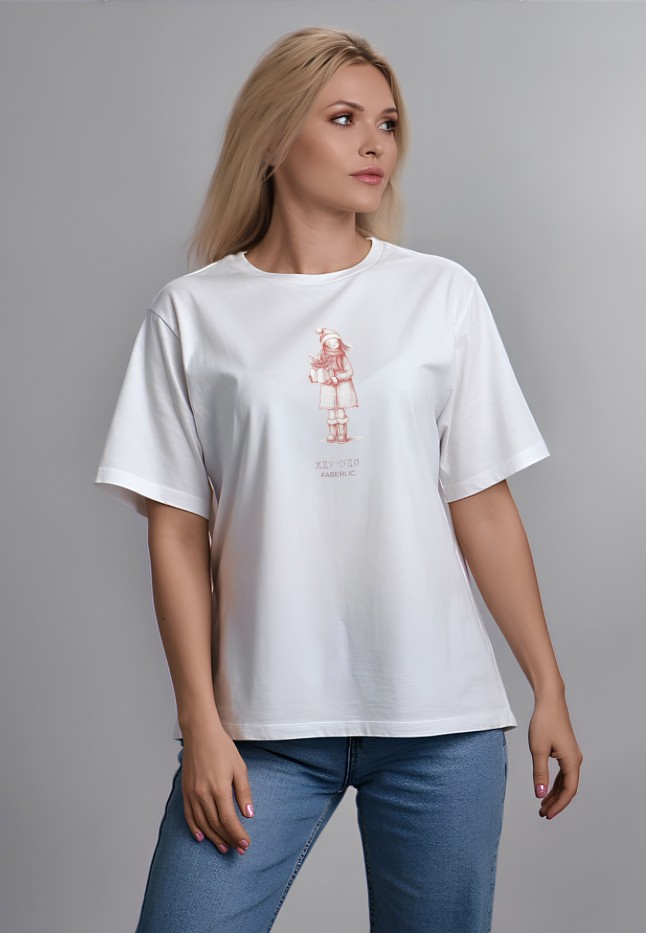 Купить Футболка оверсайз с принтом «Жду чуда», цвет белый