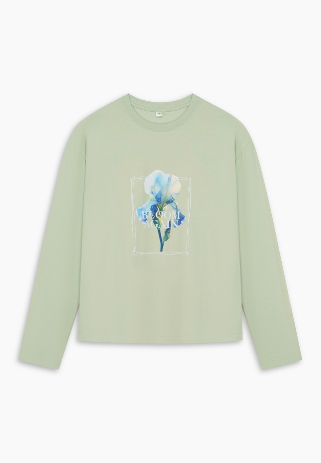 Купить Женский лонгслив, цвет серая мята