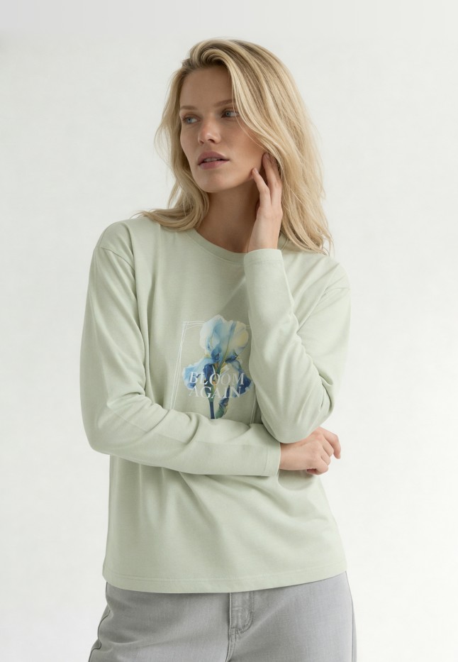 Заказать Женский лонгслив, цвет серая мята