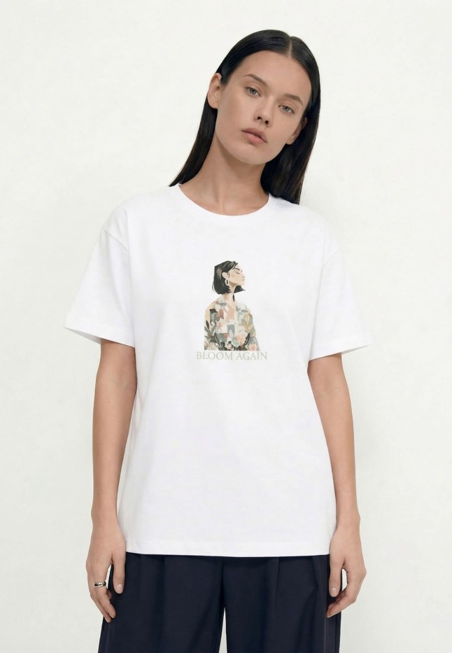 Заказать Женская футболка оверсайз, цвет белый с принтом «Внутренняя весна»