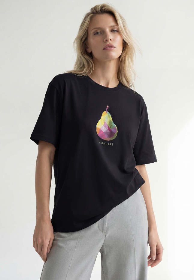 Женская футболка оверсайз, цвет черный с принтом «Натюрморт»